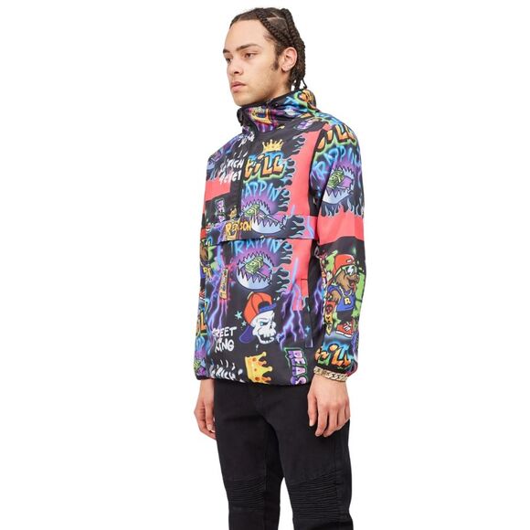 Reason Anorak Half-Zip Jacket Men’s Medium Graffiti Streetwear Dog Boom Box - Picture 6 of 8
